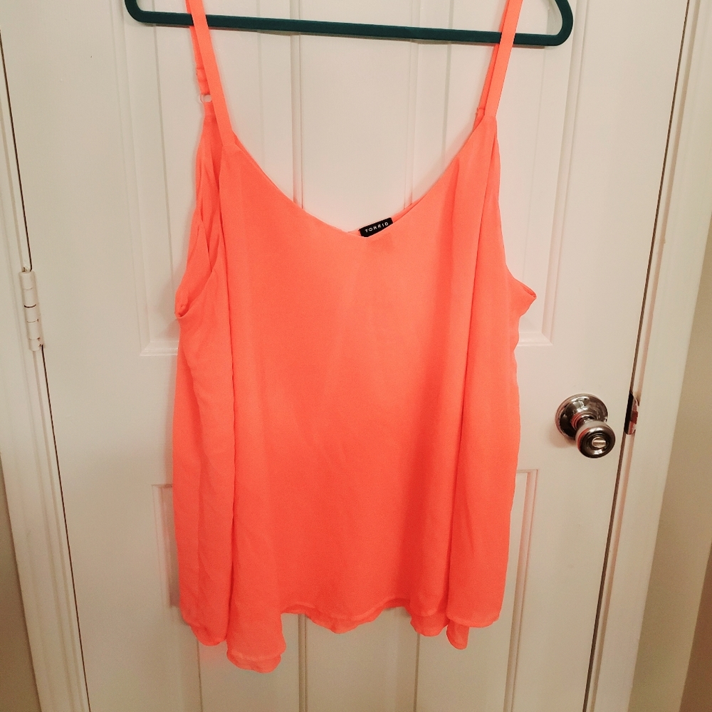 Pink coral salmon sheath flowy trapeze tank top